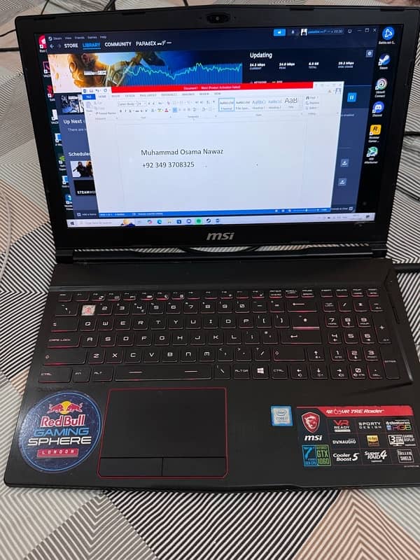 MSI gaming laptop gtx 1060 120hz i7-7700hq rgb steelseries 0