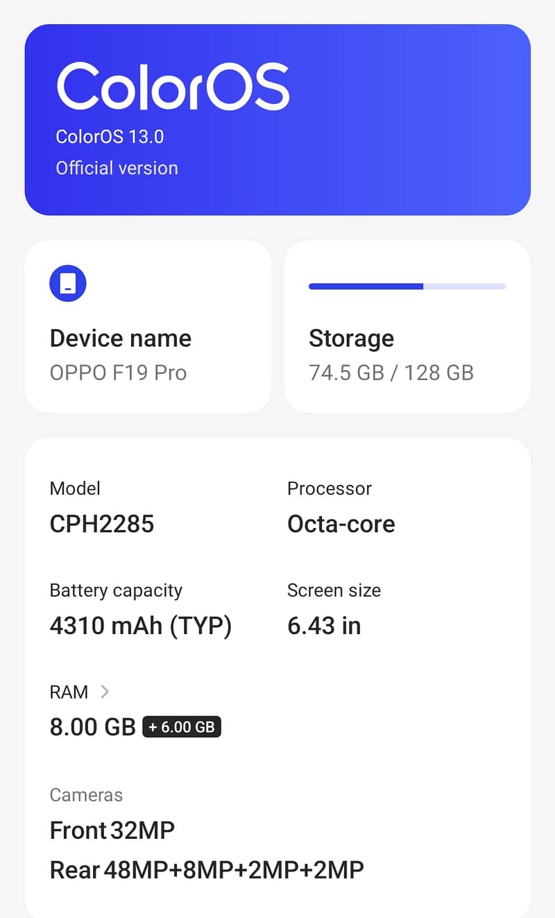 Oppo F19 Pro 8+6/128 Orignial 5