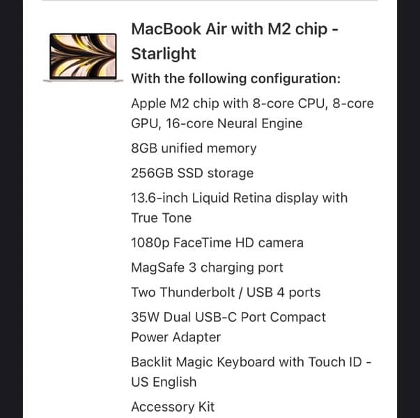 Macbook Air with M2 chip 2022 Model Starlight colour 7