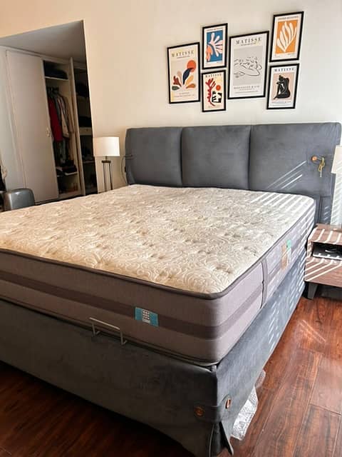 Imported King Size Bed with Mattress. Large storage space. 1