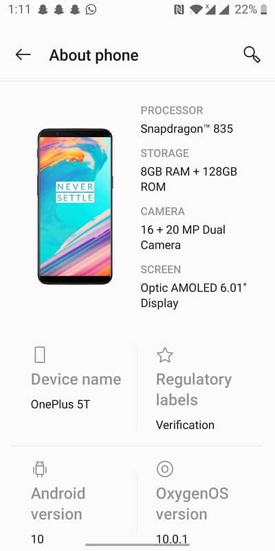 ONE PLUS 5T 5