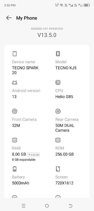 tecno spark 20 '8+8 256 3