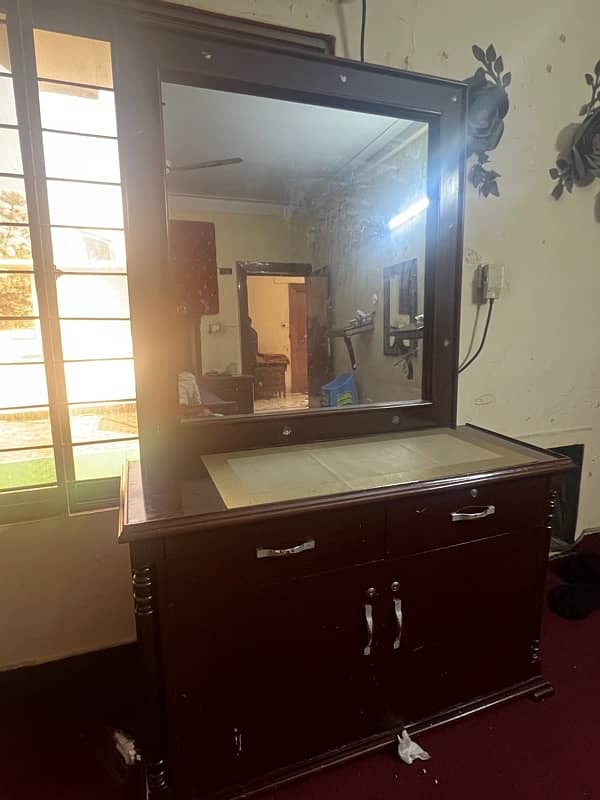 bed wood bed and side table and dressing table 1