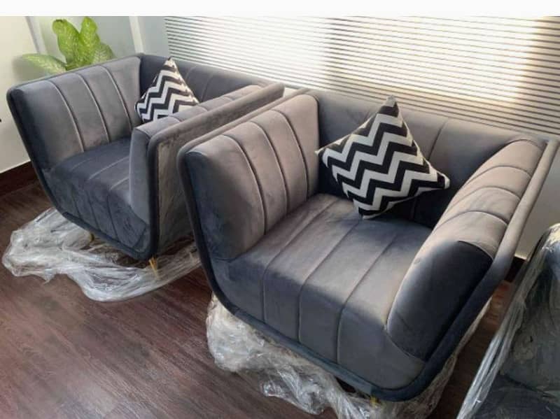 5 Seater Modern Italian Velvet Sofa Set 4