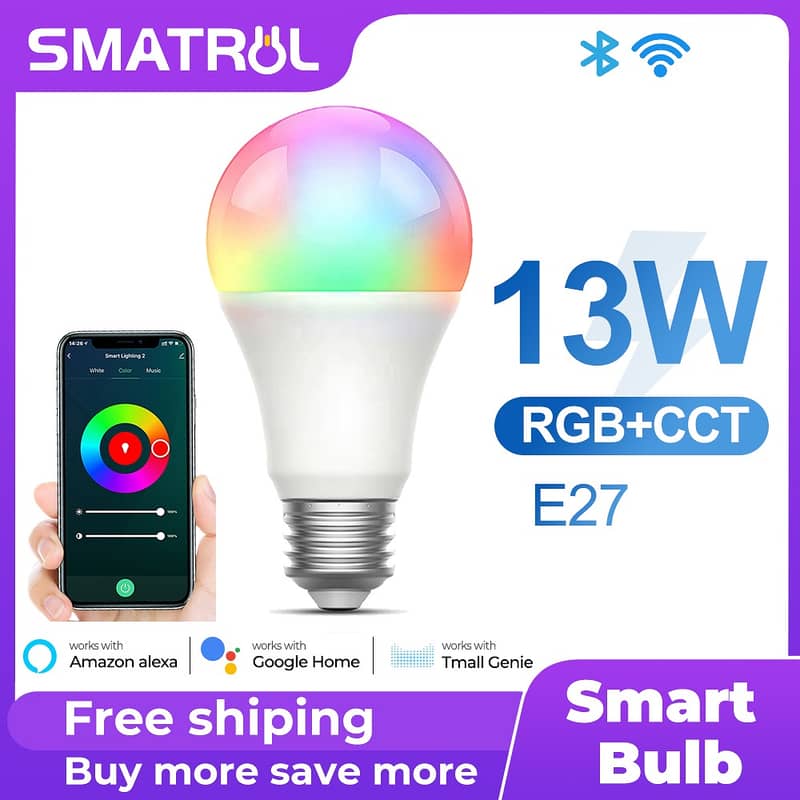 Smart Rgb Led Bulb - Mobile Controlled - Voice Controlled 5