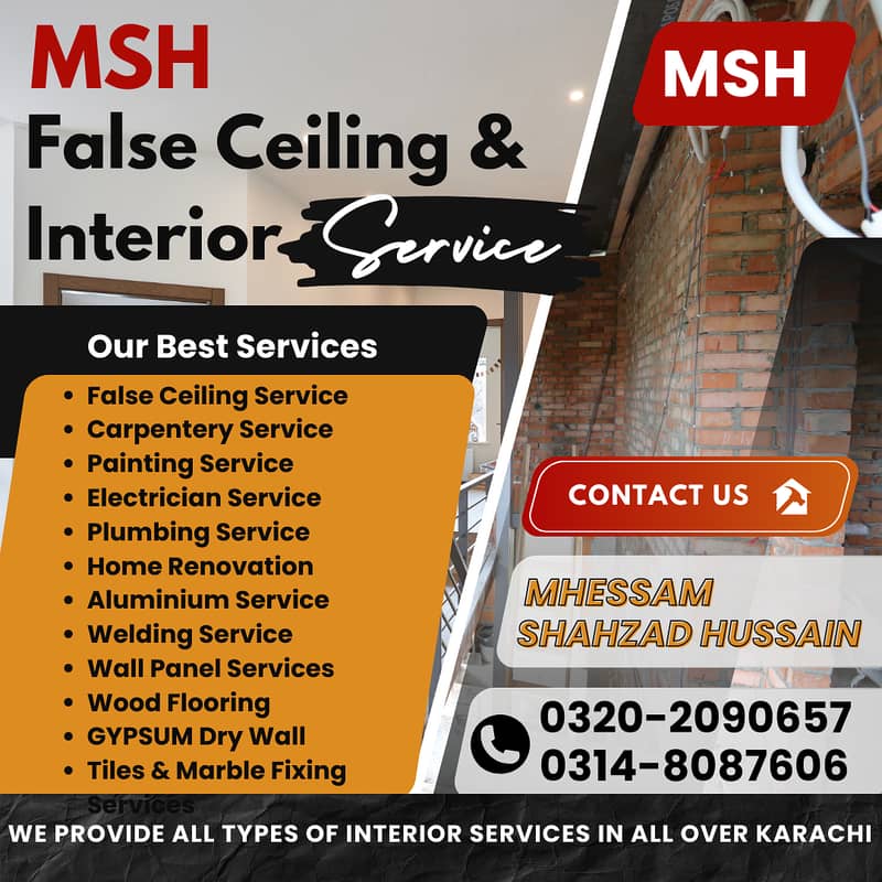 False Ceiling & Interior Services | Painting & Electrician Services 0