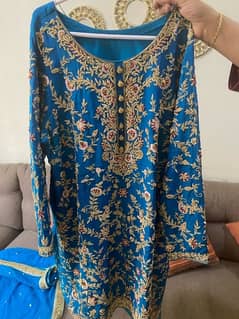 ferozi multi colored kora dabka work with matching kam wala gharar