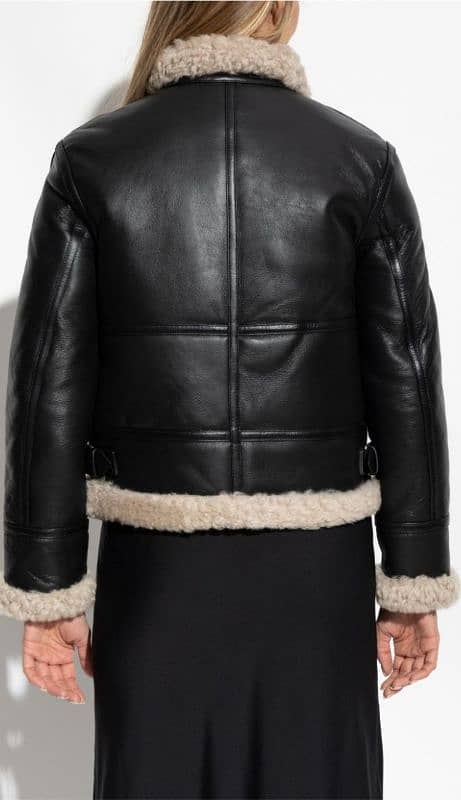 premium Quality Genuine Shearling Leather Bomber jacket  women's coat 3