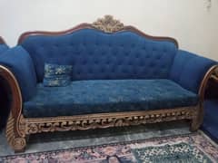 chinyoti royal blue wooden sofa