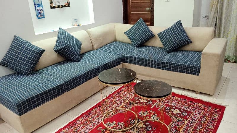 bed with mattress and L shaped sofa 6 seater With Free COFFEE TABLES 7