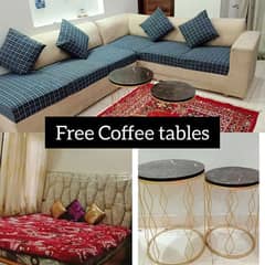 bed with mattress and L shaped sofa 6 seater With Free COFFEE TABLES