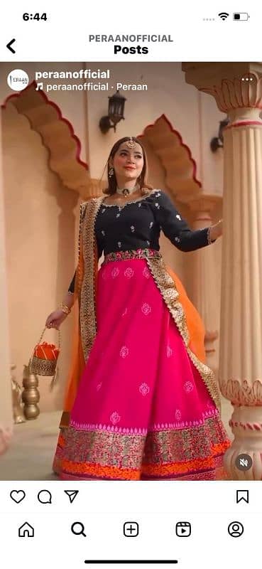 Peraan Choli lehenga with dupatta and potli 0