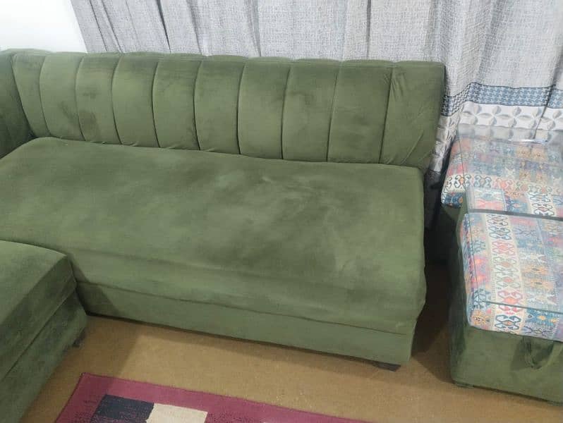 5 SEATER SOFA WITH TABLE AND FOUR STOOLS FOR SALE 1