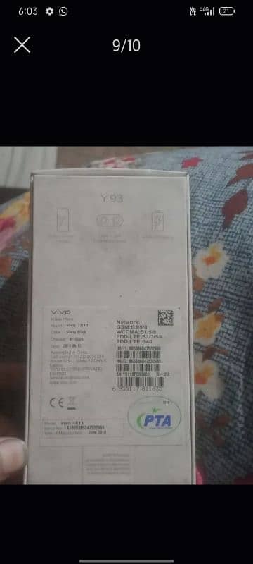 y93 official pta with box 32gb ,3gb 5