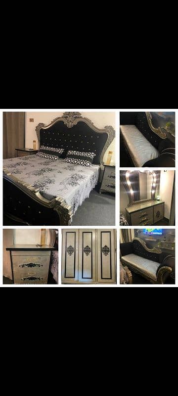 Bed With Mattress S Table Dressing Table 3Door Wardrobe Almaari Dewaan 0