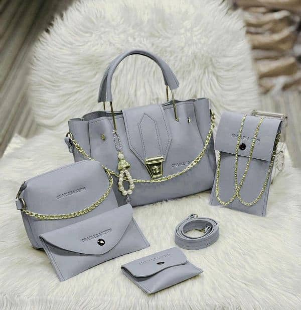 stylish faux leather handbags for girls 5 PCs collection and disins 1