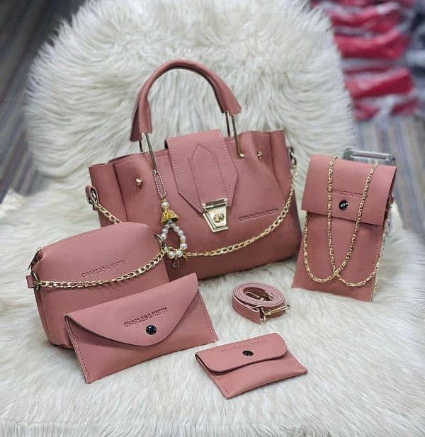 stylish faux leather handbags for girls 5 PCs collection and disins 6