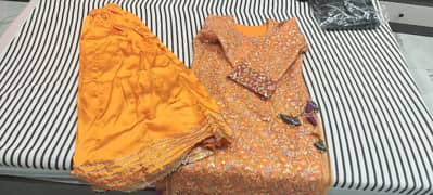 women dress orange 2pc