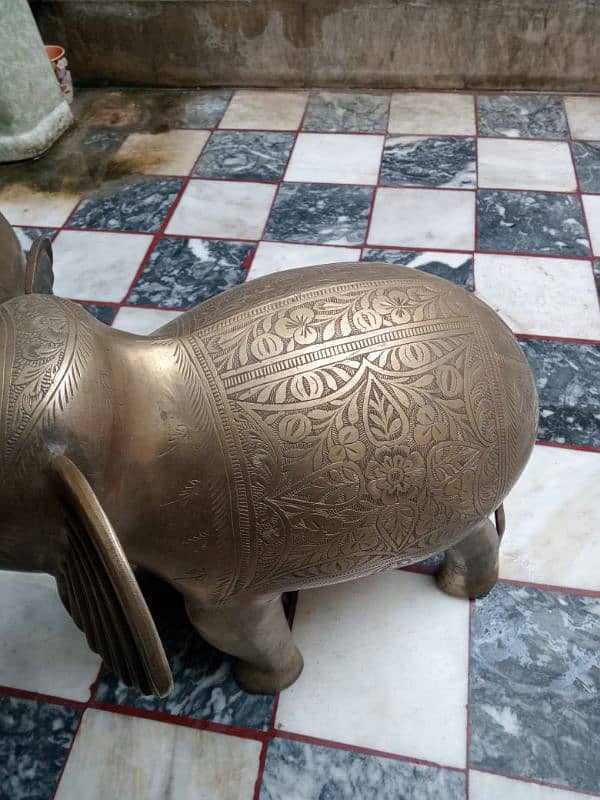 Antique Brass Elephant 15kg 6