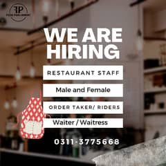 restaurant staff required