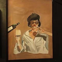 painting for sale girl who drinking and smoking