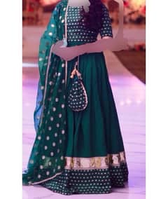 Bottle Green Lehnga, Choli, Dupatta