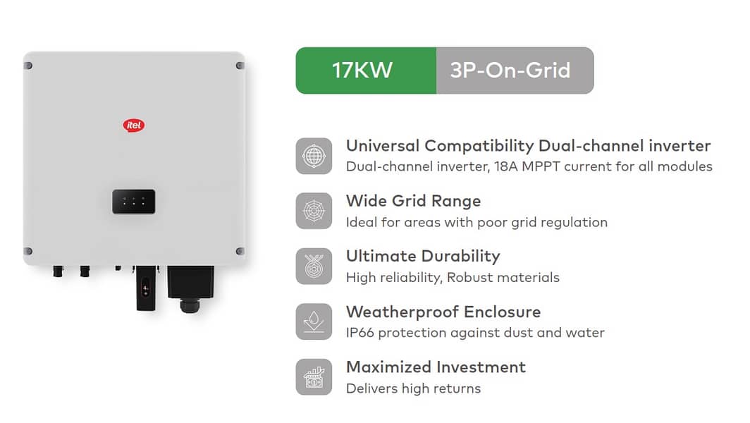 Itel 12kw/17kw Ongrid Solar Inverter-3 phase-10 year warranty 1