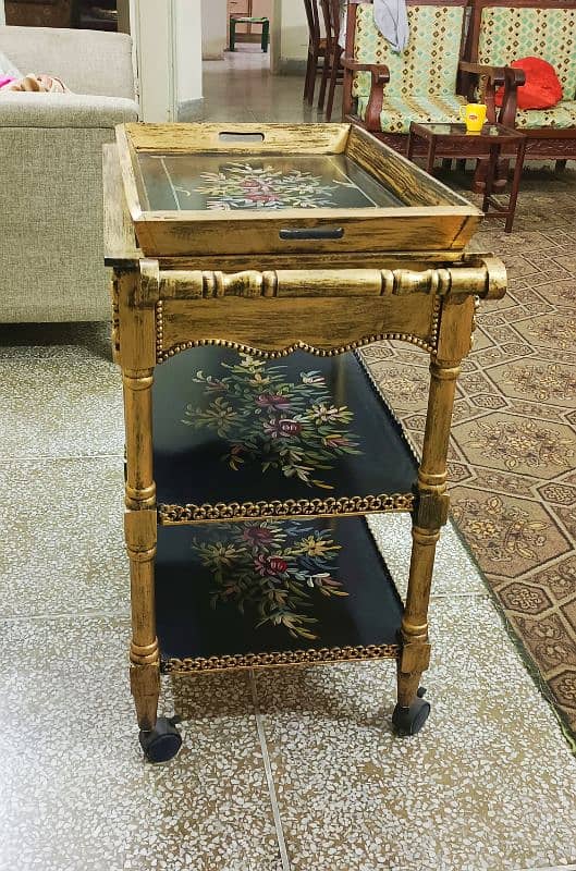 Wooden Tea Trolley 1