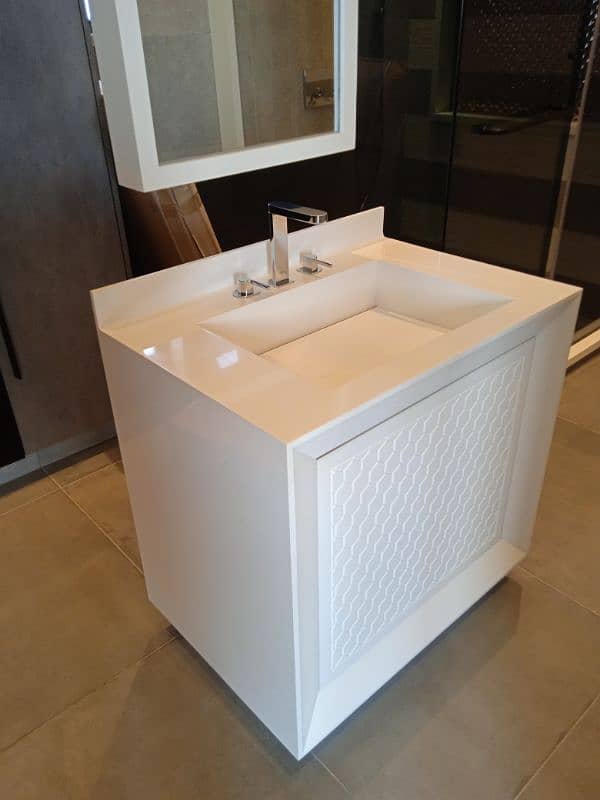 Corian vanity /Kitchen top /cladding /Lage wall/ Lamps/ countertop 4