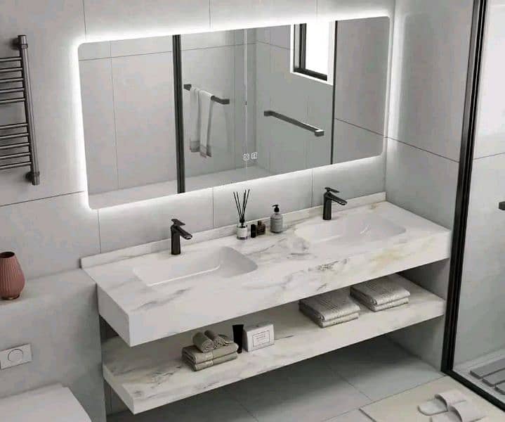 Corian vanity /Kitchen top /cladding /Lage wall/ Lamps/ countertop 0