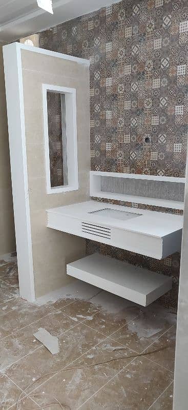 Corian vanity /Kitchen top /cladding /Lage wall/ Lamps/ countertop 6