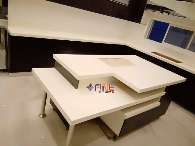 Corian vanity /Kitchen top /cladding /Lage wall/ Lamps/ countertop 8