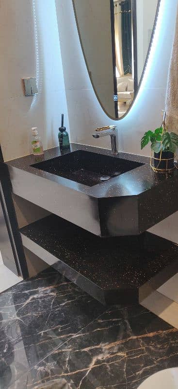 Corian vanity /Kitchen top /cladding /Lage wall/ Lamps/ countertop 3