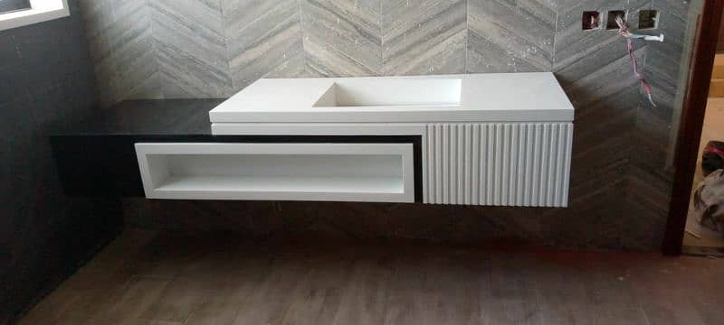 Corian vanity /Kitchen top /cladding /Lage wall/ Lamps/ countertop 5