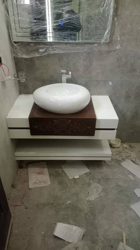 Corian vanity /Kitchen top /cladding /Lage wall/ Lamps/ countertop 3