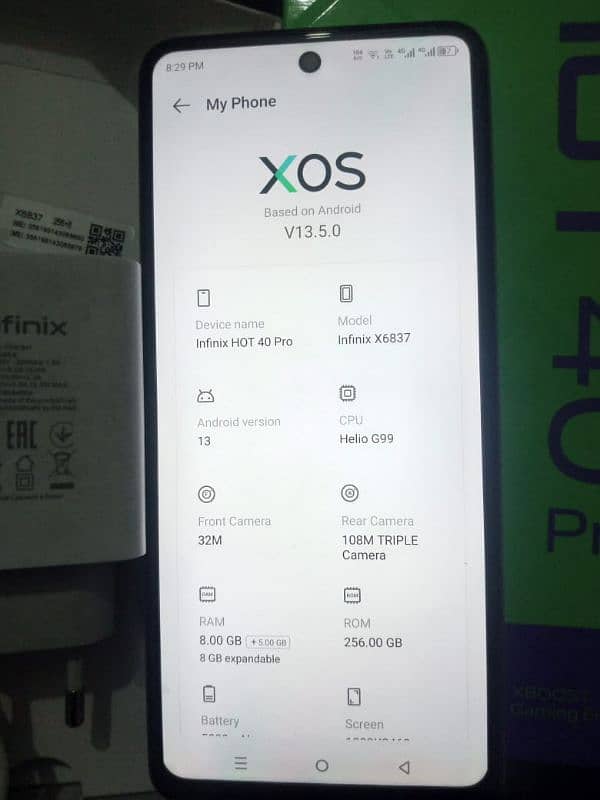 Infinix hot 40 pro 8/256 complete box 4