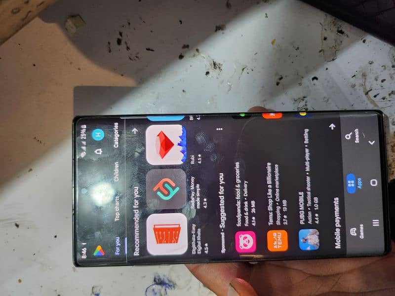 samsung note 10 plus  condition  10by 10 screen glass break 2