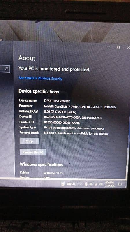 Dell Core i7-7th Generation 256 GB ROM SSD  ,8GB RAM 1