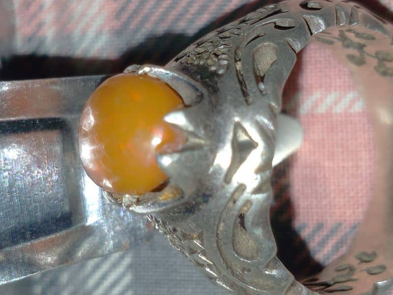 Orange Fire Opal Ring in Silver Setting – Unique Design 2