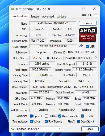 AMD Radeon RX 6700 XT PULSE 4