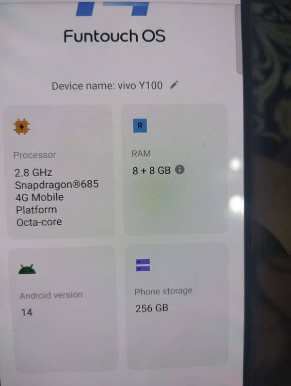 Vivo Y100 8Gb Ram 256 Rom 0