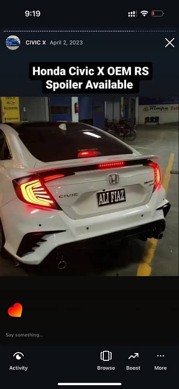 Civic X RS Spoiler OEM 1