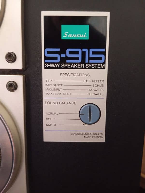 Sansui (S-915) 3-Way speaker system for sale. Cell 03318340008 0