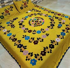 Velvet Applic Work Hand Made King Size Bed Sheets Available