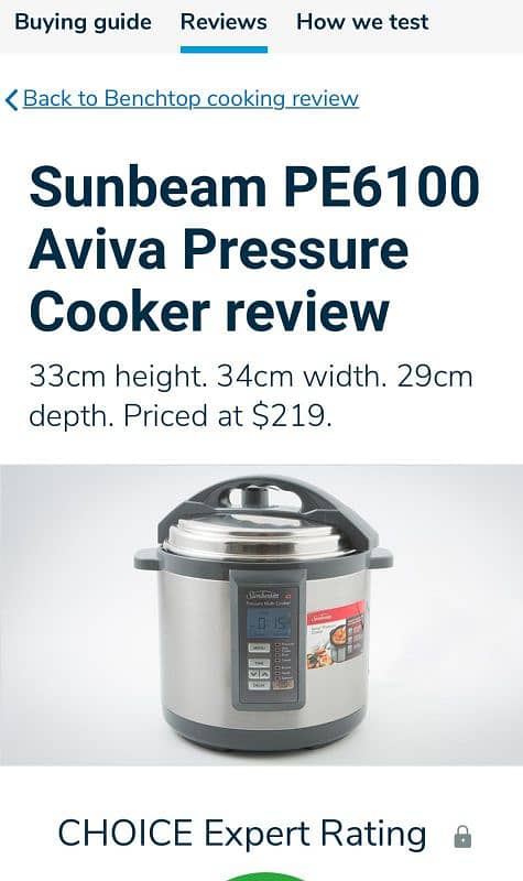 Sunbeam PE6100 Aviva Multi Cooker | 6L Pressure Cooker & Slow Cooker 4