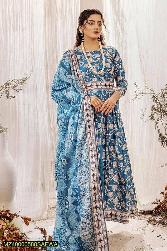 Safwa 3 PCs Digital  Printed Doria Unstitched Suit 1