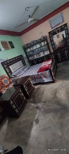 king bed with side tables,showcase,dressing table in good condition