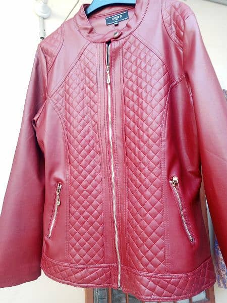 beautiful red colour leather jacket only branded new branded jacket 16