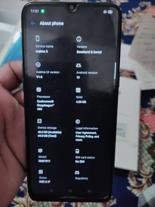 Realme 5 ram 4 gb rom 64 gb with all accessories 2