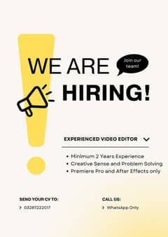 Professional Video Editor Required | On-site Sialkot | High-paying